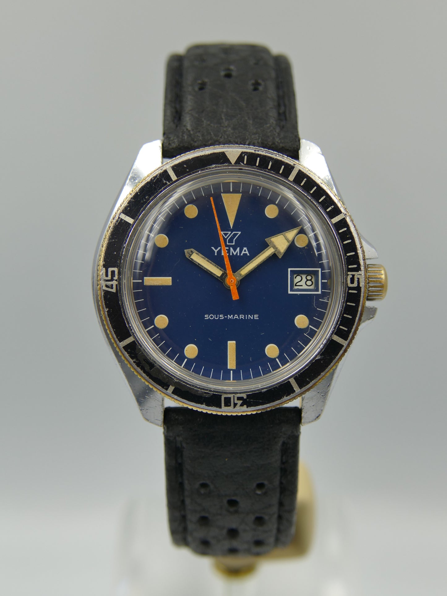 60s vintage watch mens YEMA SOUS-MARINE Diver blue dial
