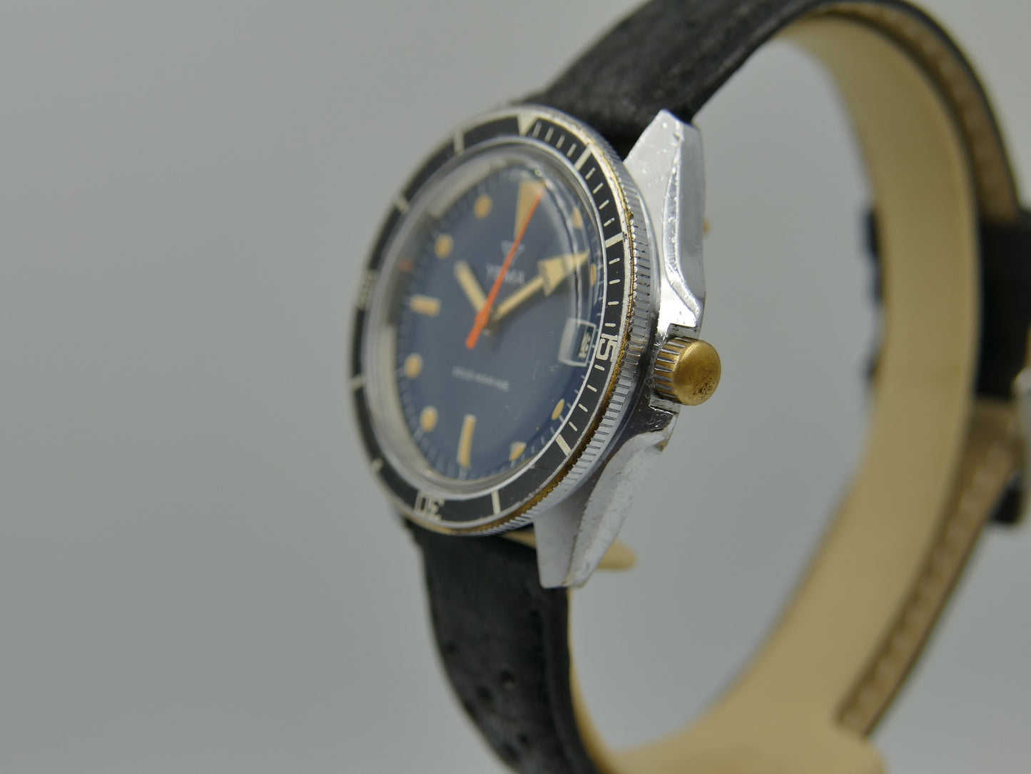 60s vintage watch mens YEMA SOUS-MARINE Diver blue dial