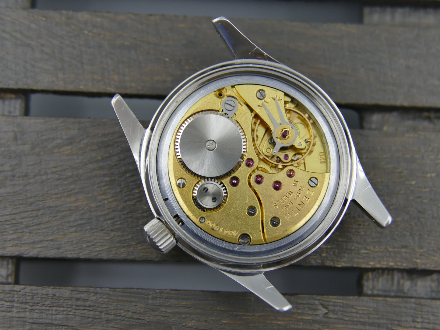 50s vintage watch mens Zenith Pilot cal. 120 serviced 35mm
