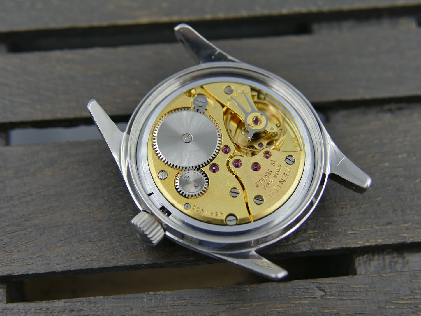 50s vintage watch mens Zenith Pilot cal. 120 serviced 35mm