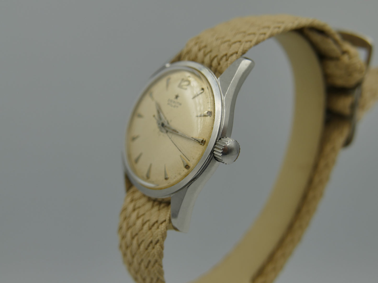 50s vintage watch mens Zenith Pilot cal. 120 serviced 35mm