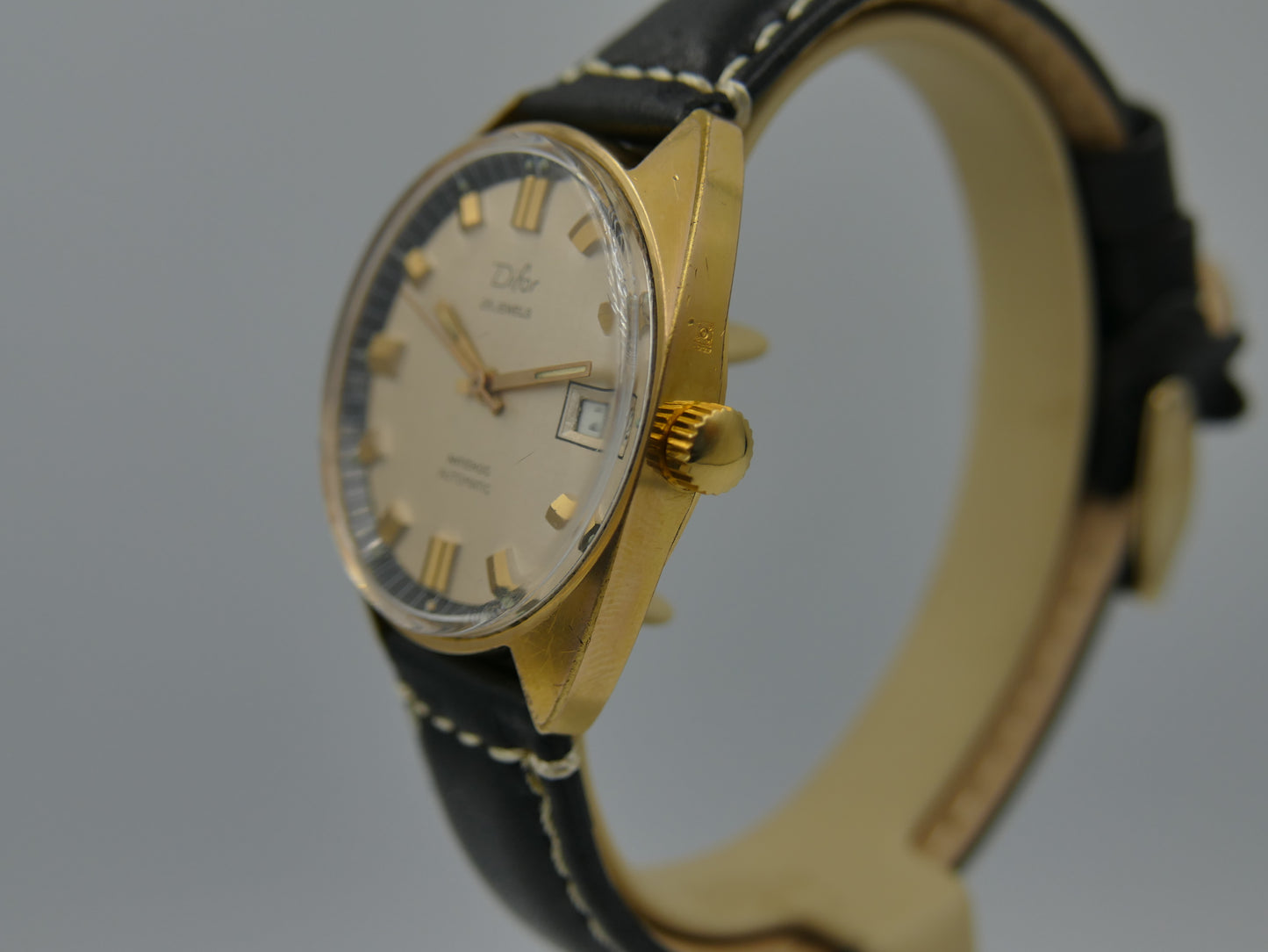 70s vintage watch mens Difor 25 jewels automatic ETA 2472 gold pl serviced