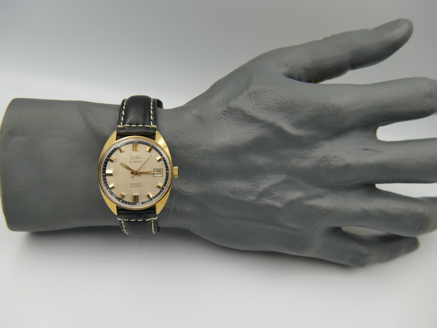 70s vintage watch mens Difor 25 jewels automatic ETA 2472 gold pl serviced