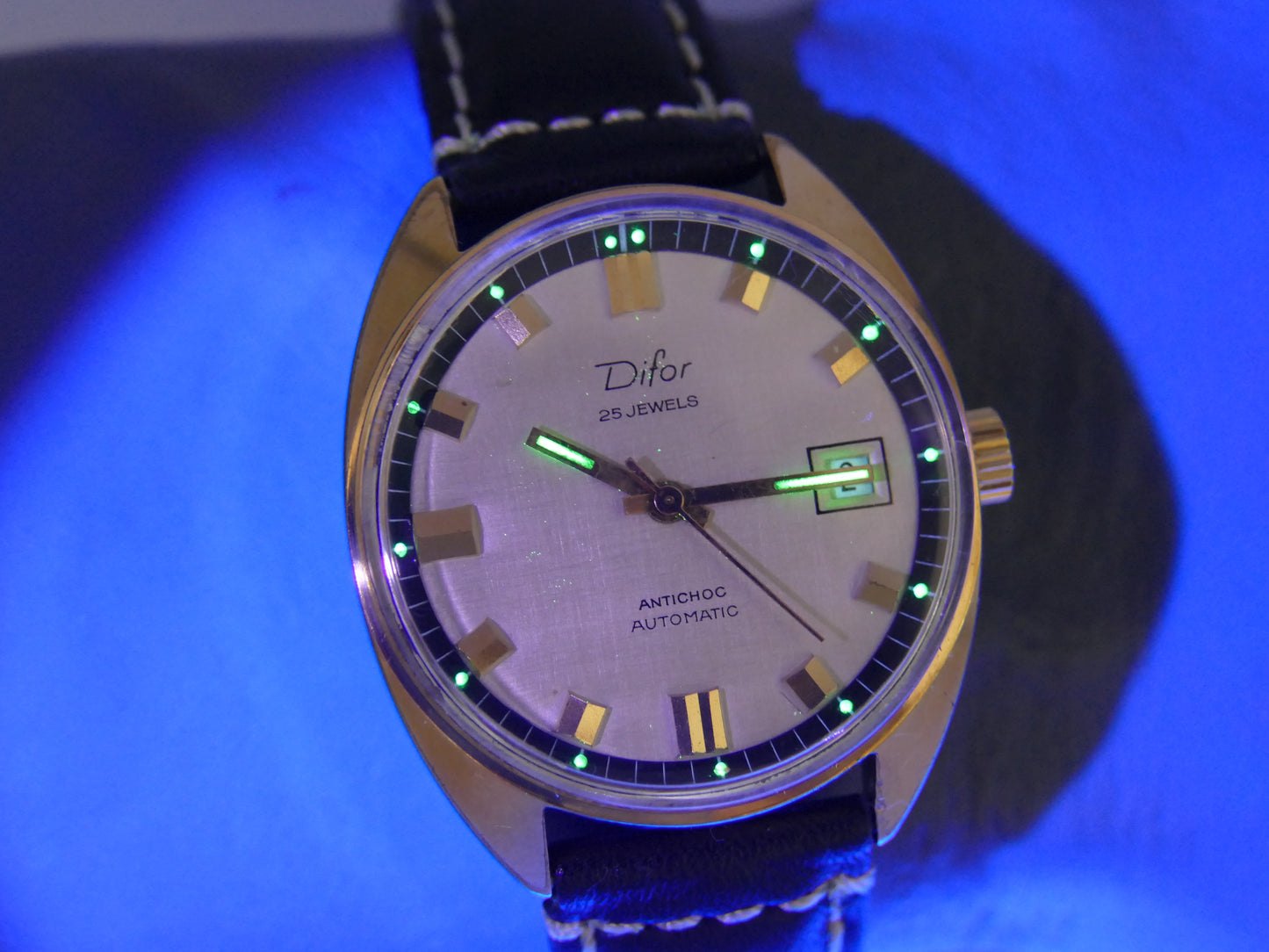 70s vintage watch mens Difor 25 jewels automatic ETA 2472 gold pl serviced