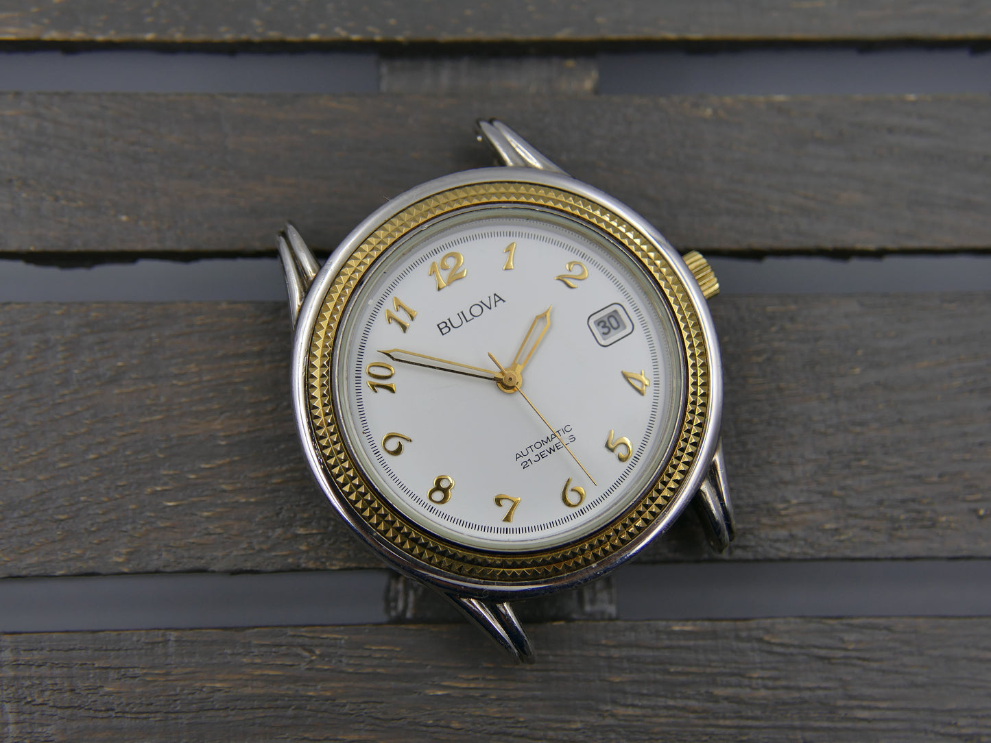 90s vintage watch mens dress Bulova automatic 21J Miyota 8200 two tone