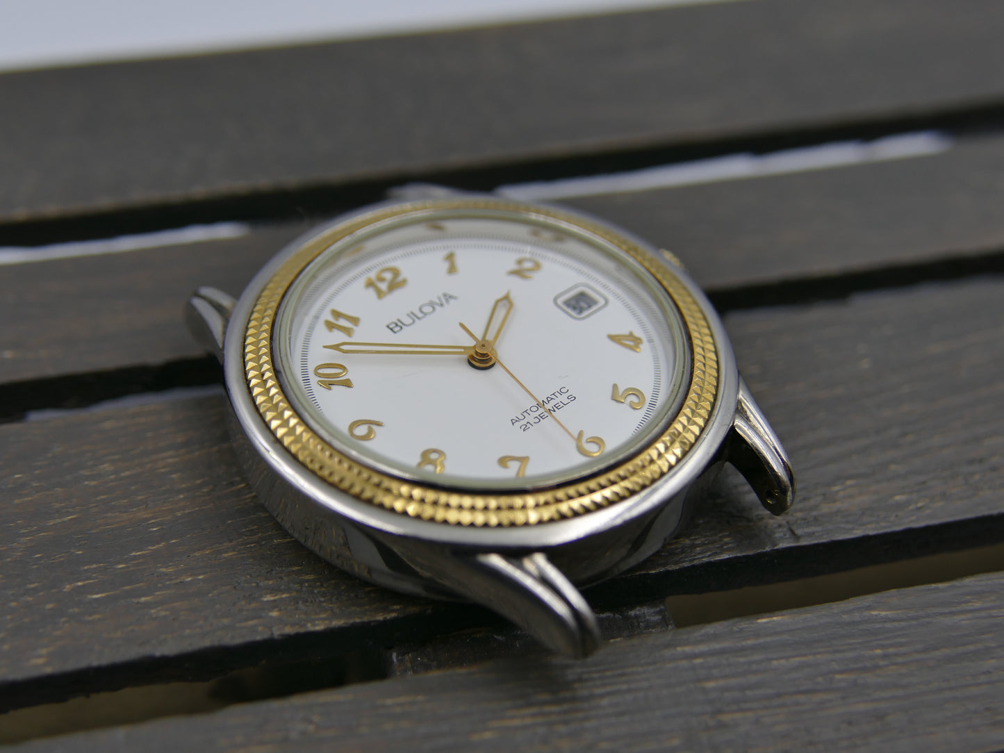 90s vintage watch mens dress Bulova automatic 21J Miyota 8200 two tone