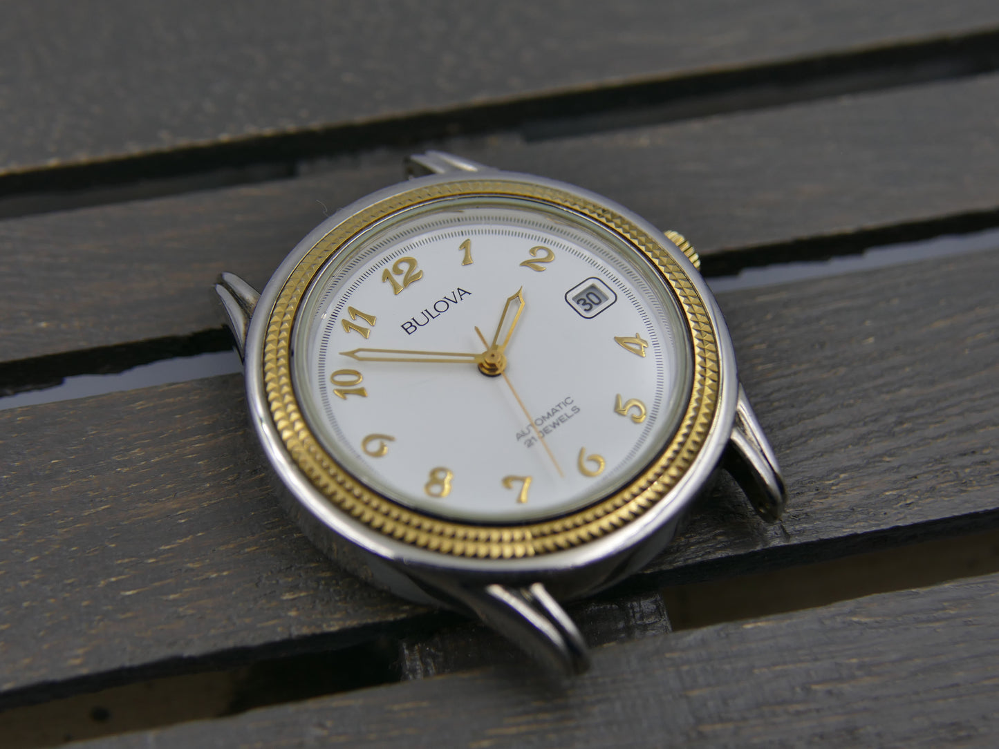 90s vintage watch mens dress Bulova automatic 21J Miyota 8200 two tone