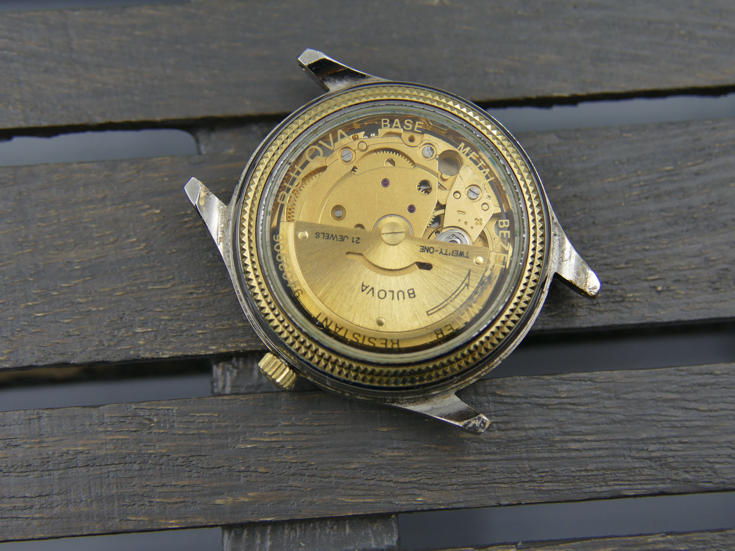 90s vintage watch mens dress Bulova automatic 21J Miyota 8200 two tone
