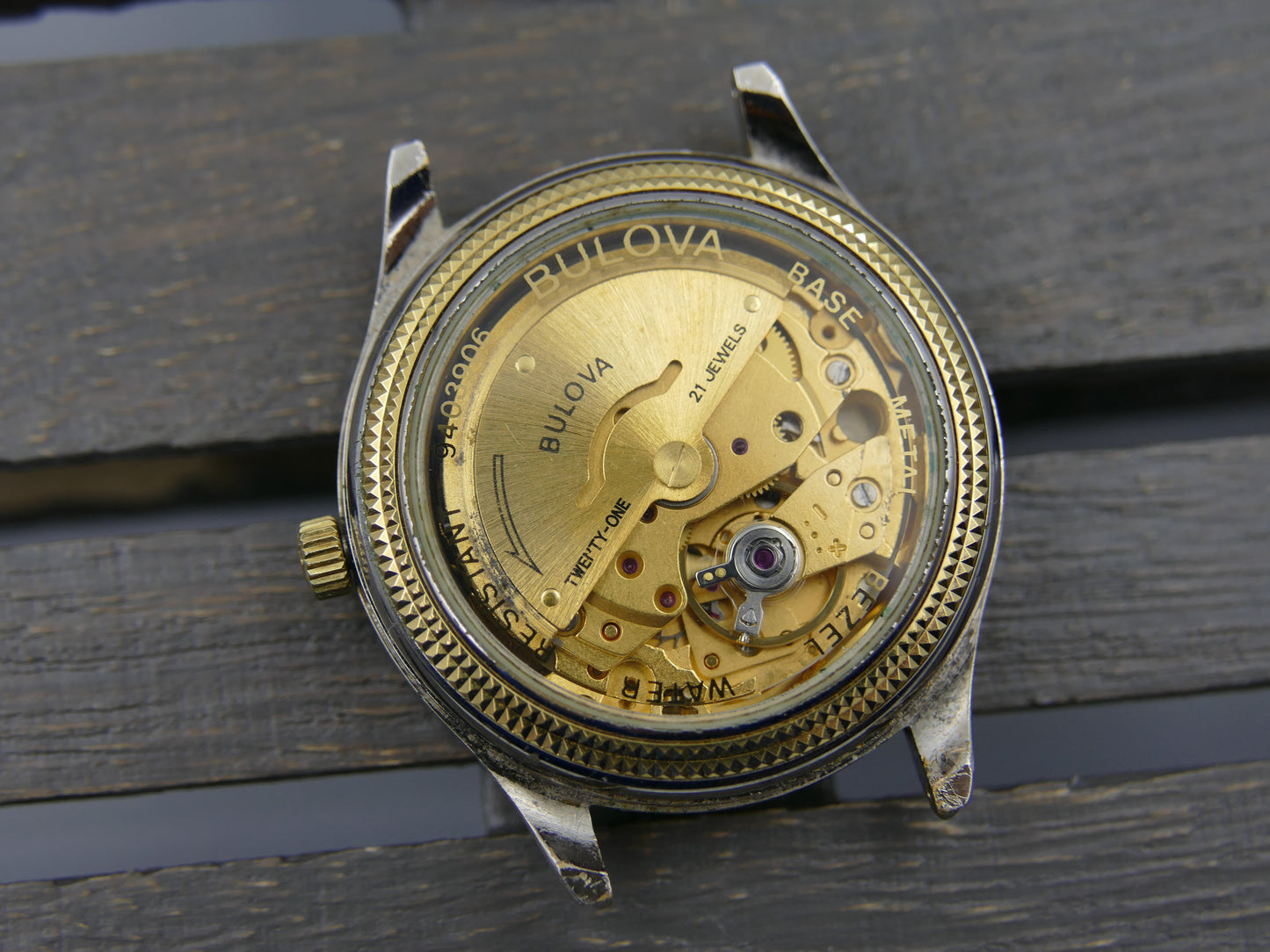 90s vintage watch mens dress Bulova automatic 21J Miyota 8200 two tone