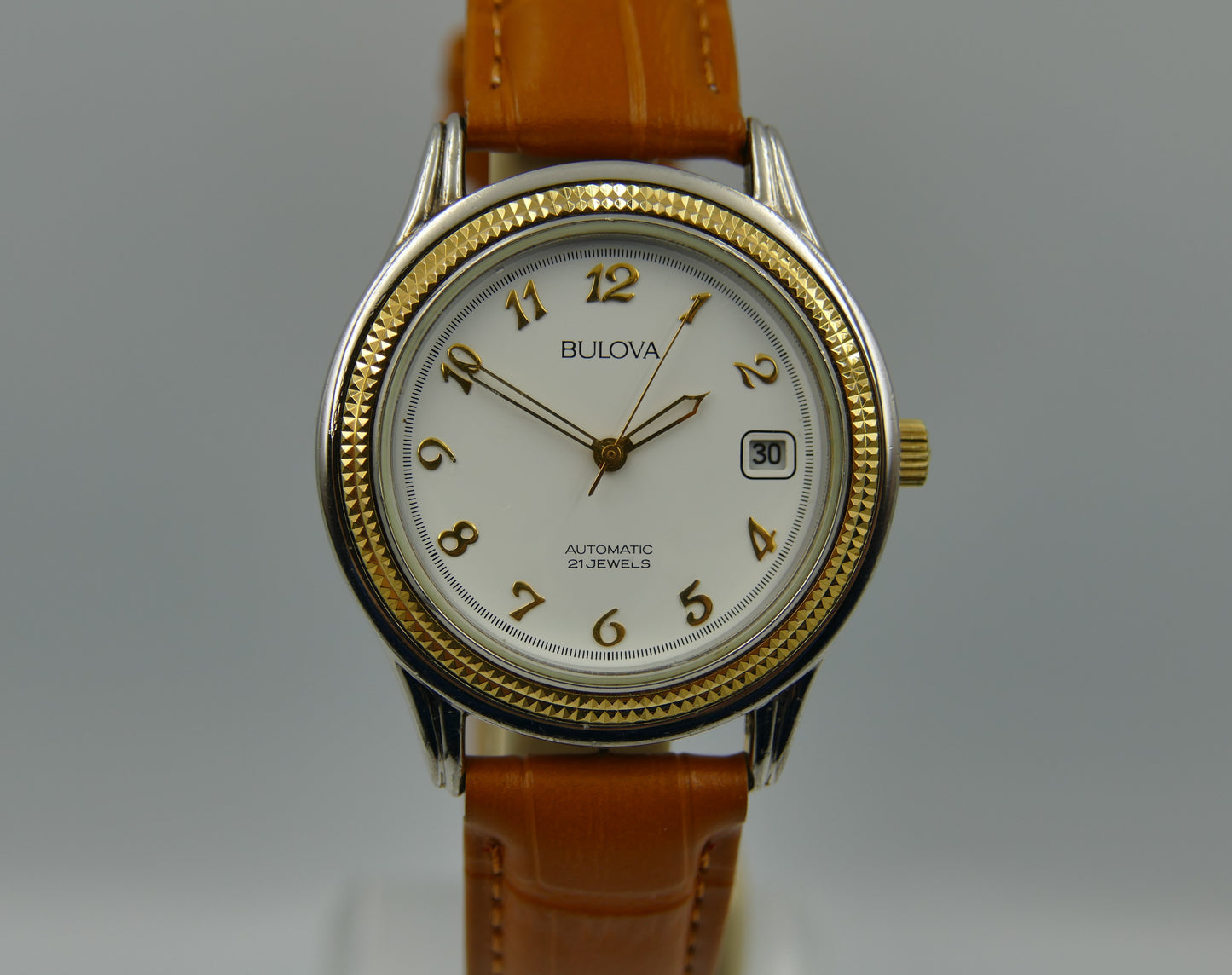 90s vintage watch mens dress Bulova automatic 21J Miyota 8200 two tone