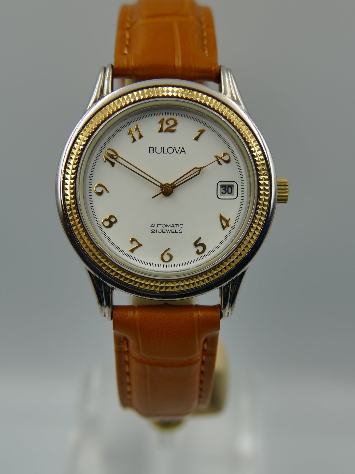 90s vintage watch mens dress Bulova automatic 21J Miyota 8200 two tone