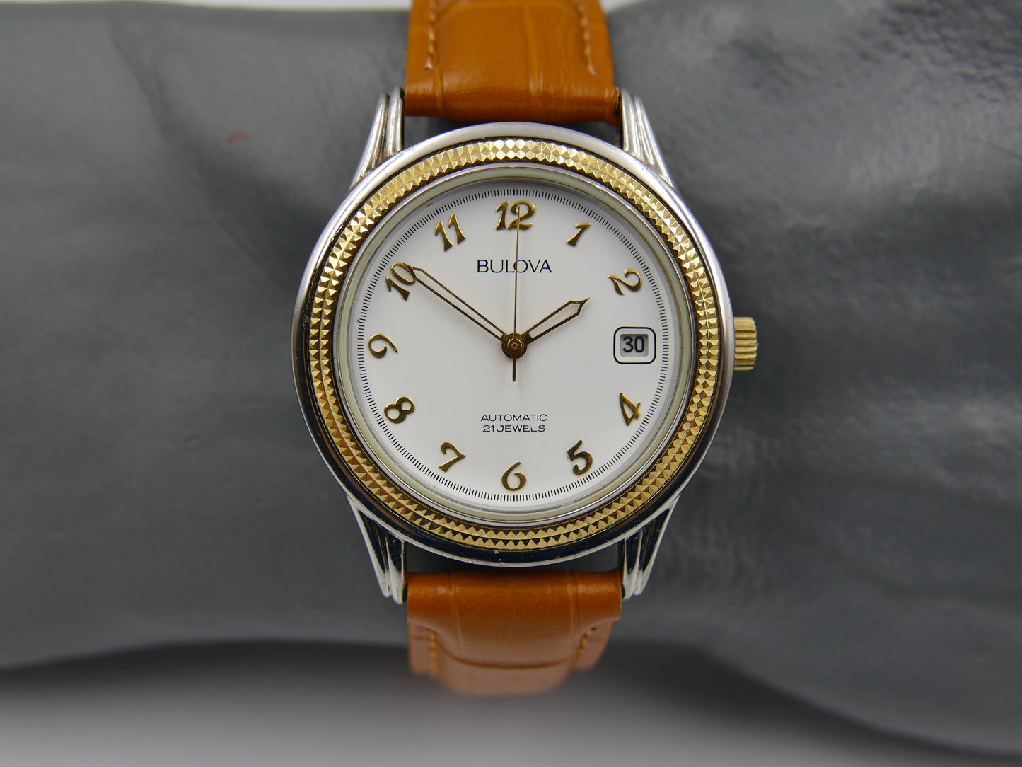 90s vintage watch mens dress Bulova automatic 21J Miyota 8200 two tone