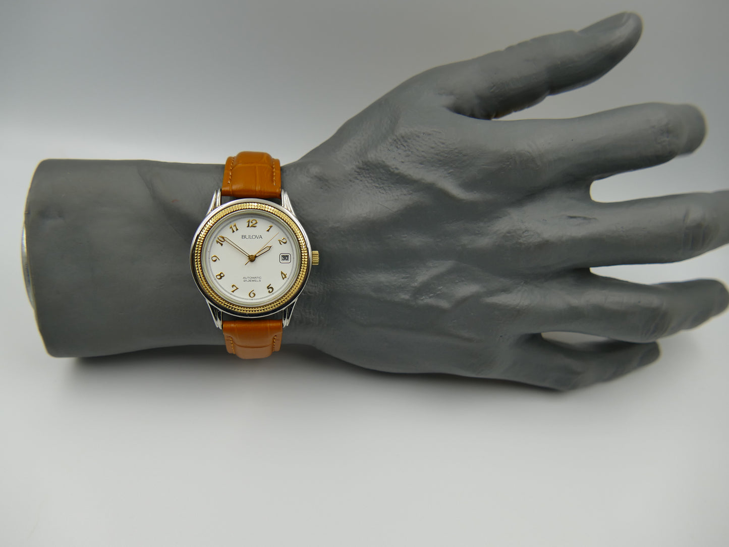 90s vintage watch mens dress Bulova automatic 21J Miyota 8200 two tone