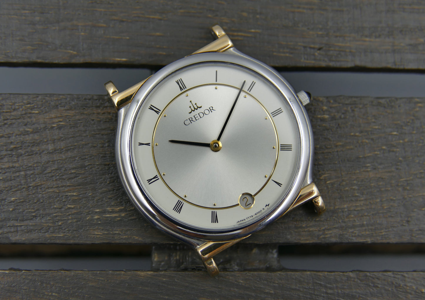 80s vintage watch mens Seiko Credor 7779-6000 18K Gold ultra thin