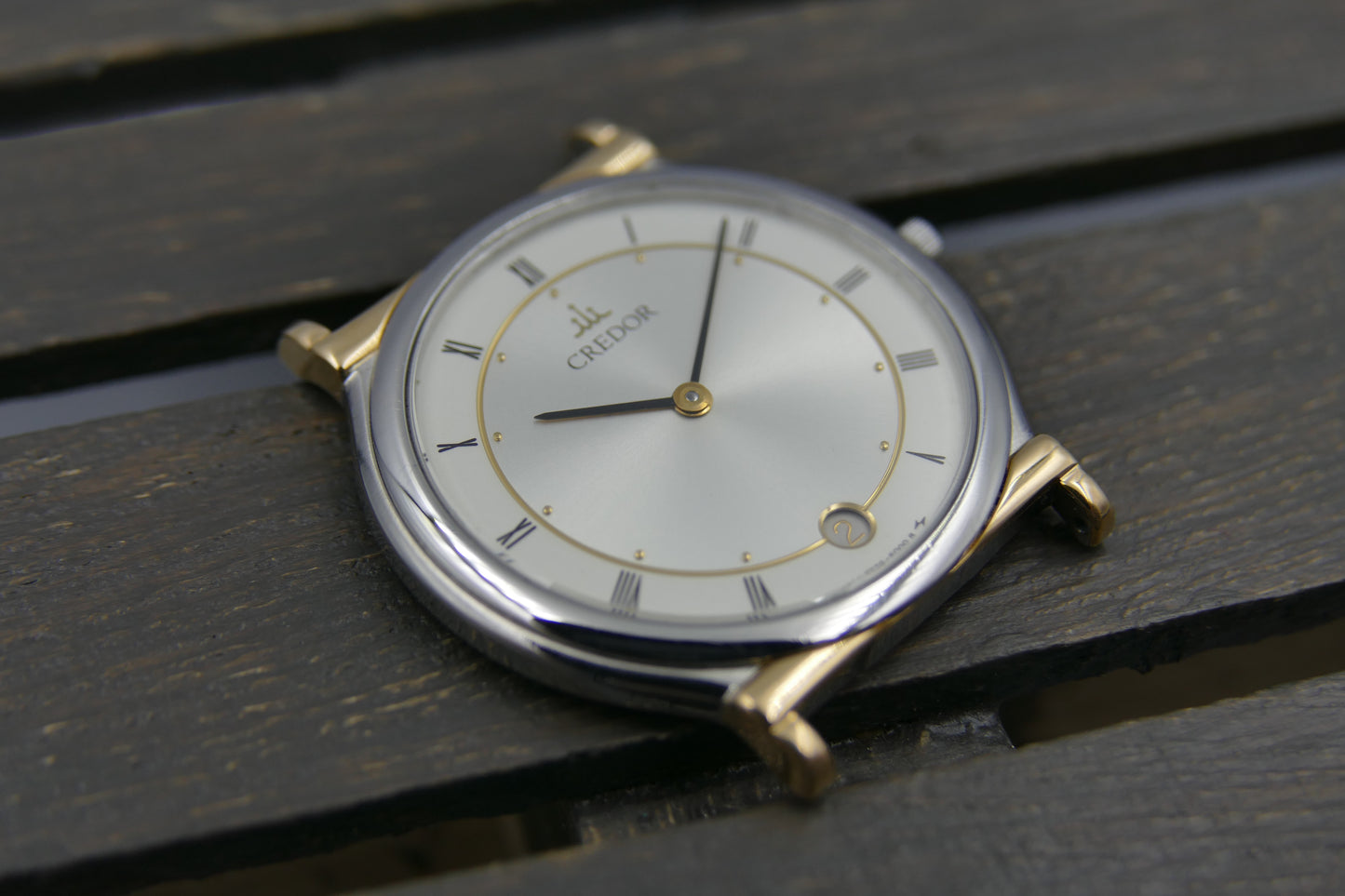 80s vintage watch mens Seiko Credor 7779-6000 18K Gold ultra thin