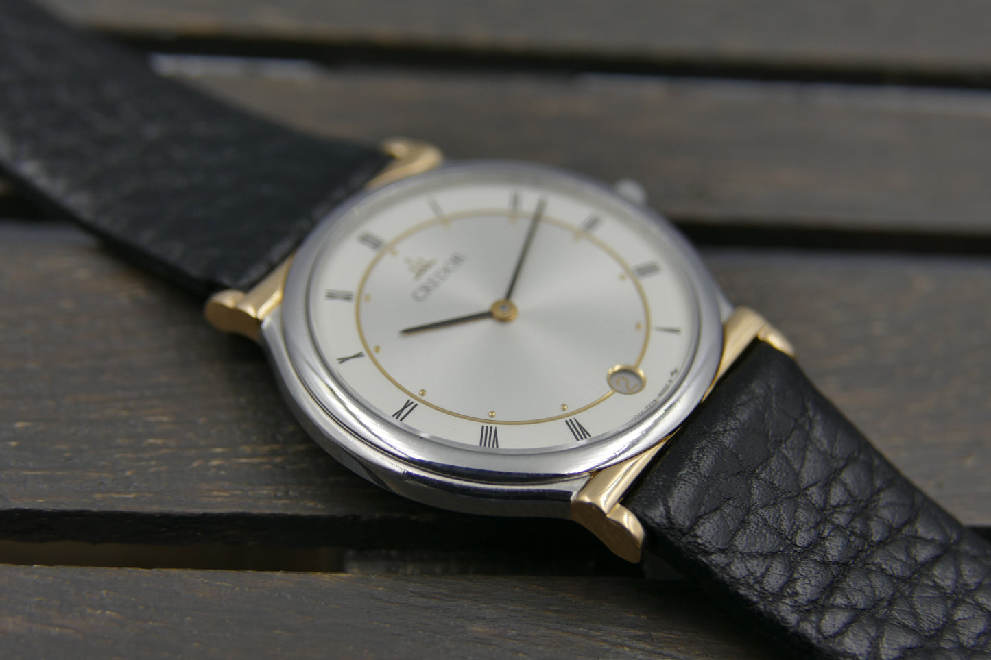 80s vintage watch mens Seiko Credor 7779-6000 18K Gold ultra thin
