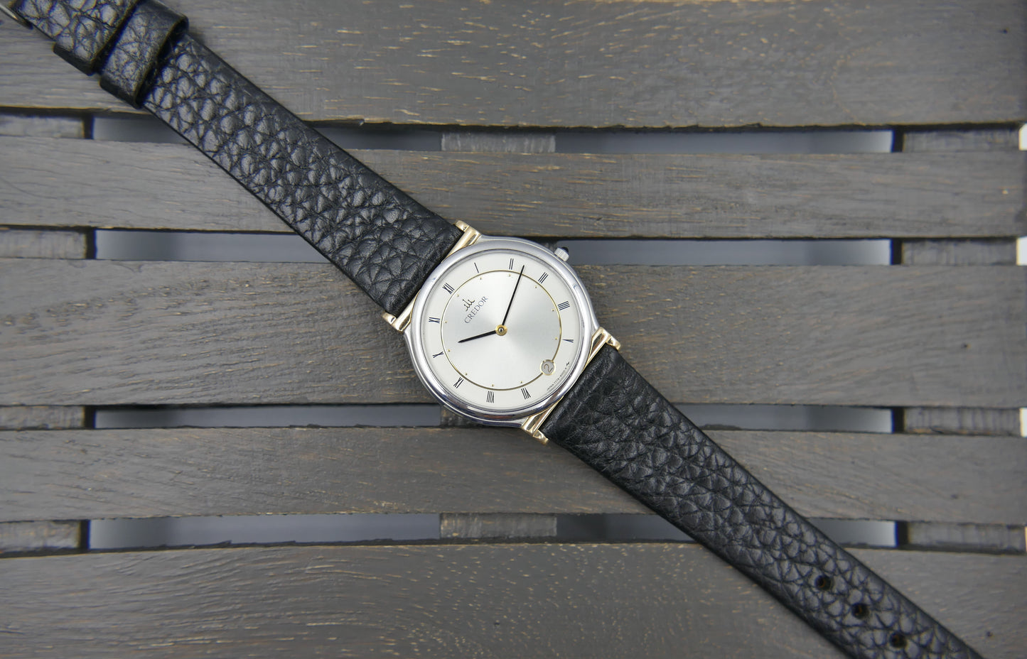 80s vintage watch mens Seiko Credor 7779-6000 18K Gold ultra thin