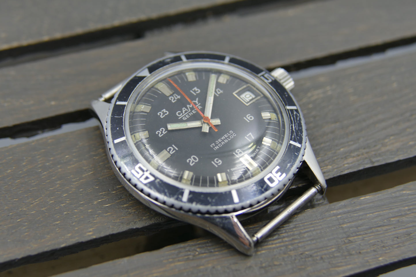 60's vintage watch mens diver Camy geneva ref. 7311 manual wind ST 96-4 serviced