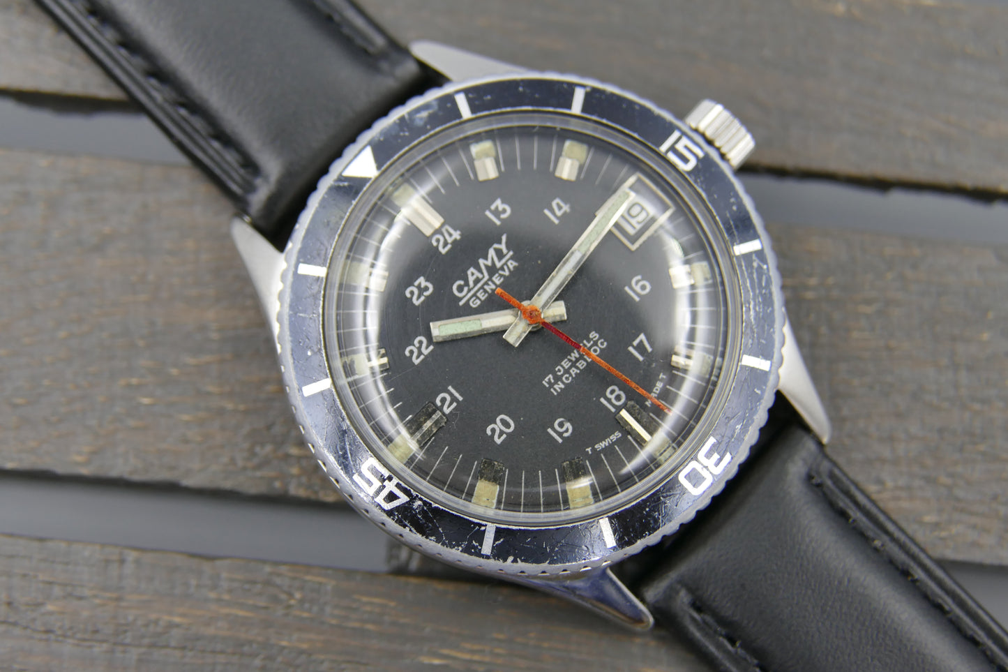 60's vintage watch mens diver Camy geneva ref. 7311 manual wind ST 96-4 serviced