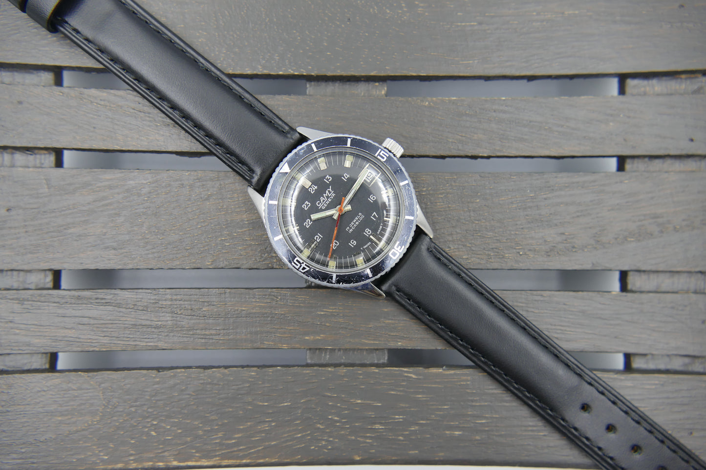60's vintage watch mens diver Camy geneva ref. 7311 manual wind ST 96-4 serviced