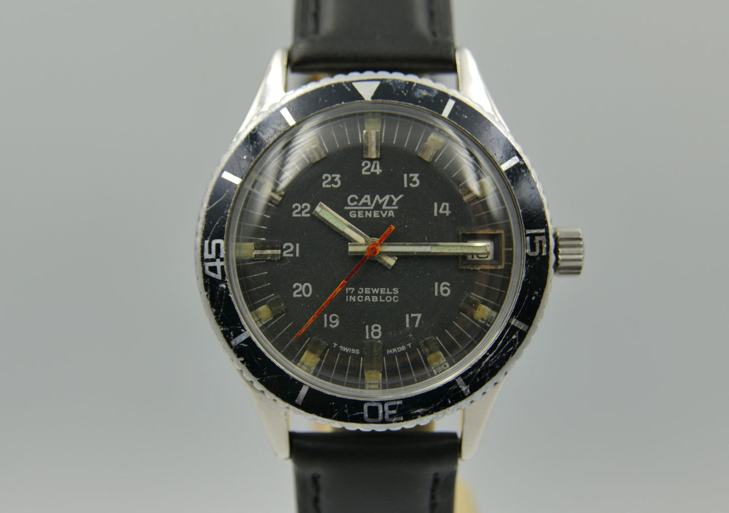 60's vintage watch mens diver Camy geneva ref. 7311 manual wind ST 96-4 serviced
