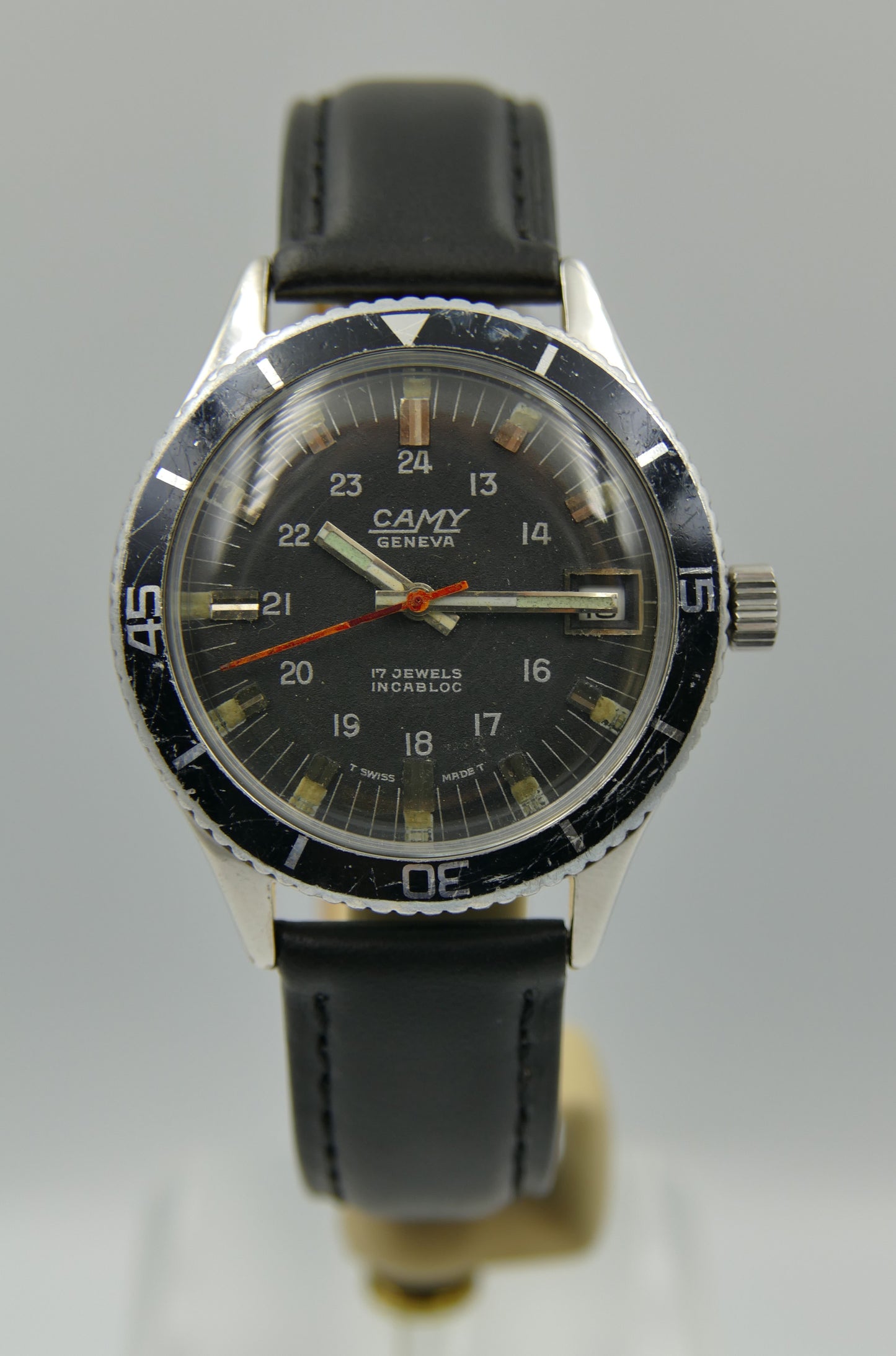 60's vintage watch mens diver Camy geneva ref. 7311 manual wind ST 96-4 serviced