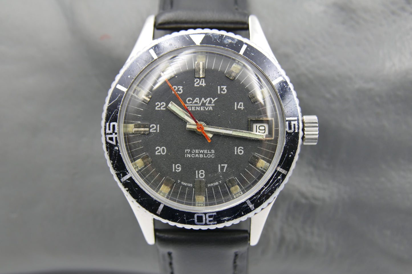 60's vintage watch mens diver Camy geneva ref. 7311 manual wind ST 96-4 serviced