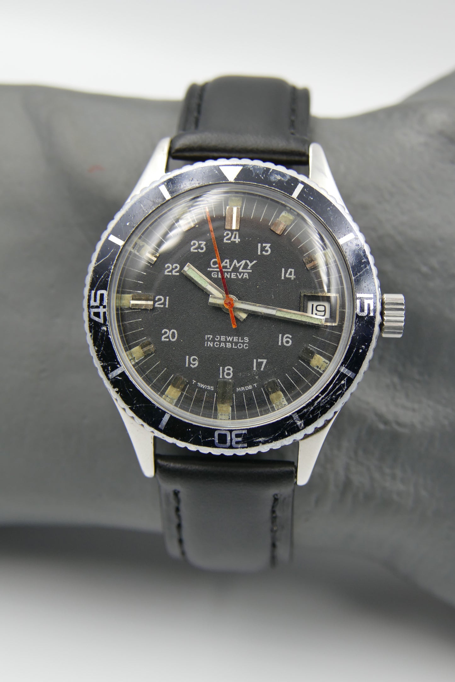 60's vintage watch mens diver Camy geneva ref. 7311 manual wind ST 96-4 serviced