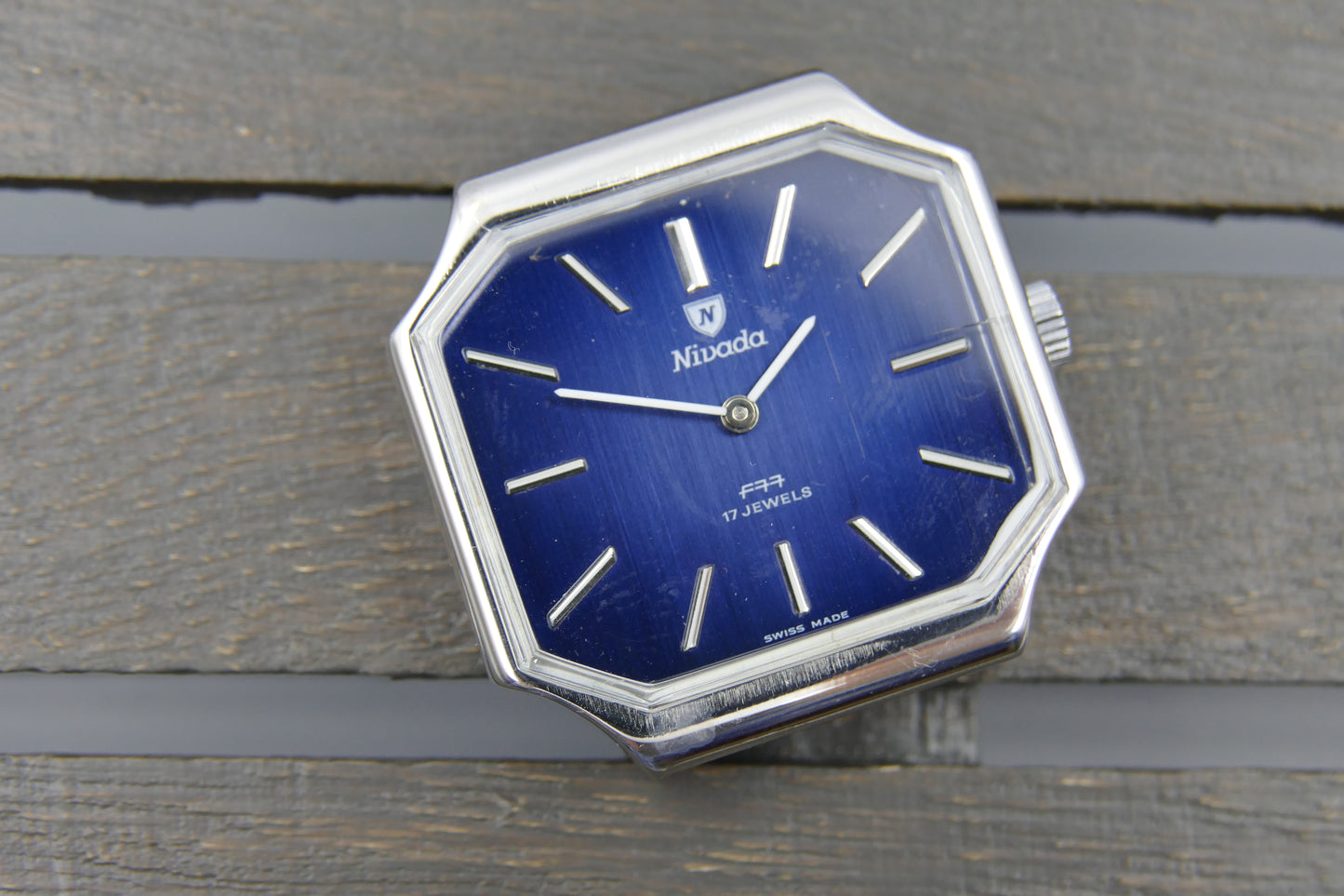 70’s vintage watch mens NIVADA F77 manual wind FE blue serviced