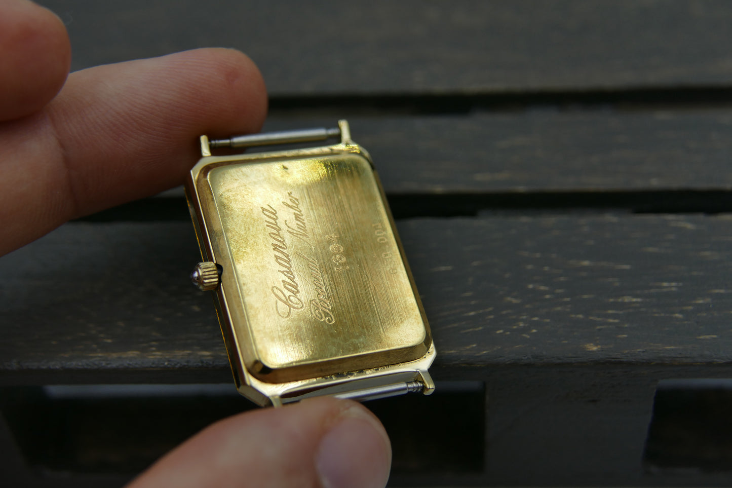 Vintage watch mens dress tank Milus ref 830.004 Gold Tone ultra Thin