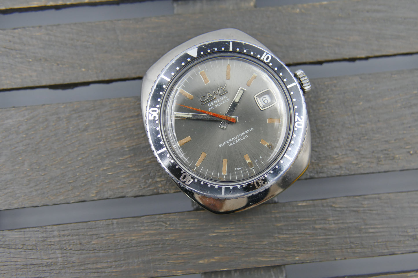 70s vintage watch mens diver Camy Geneva Superautomatic ref. 7433 serviced