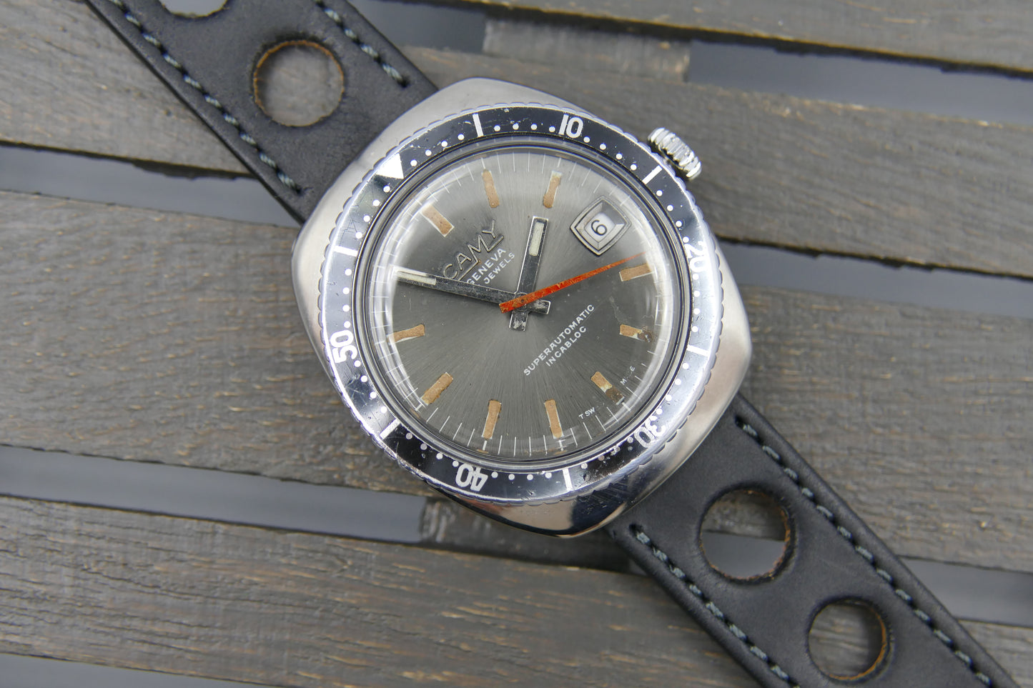 70s vintage watch mens diver Camy Geneva Superautomatic ref. 7433 serviced