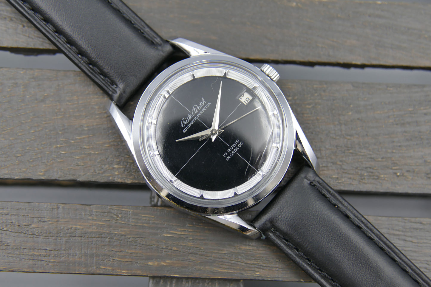 vintage watch mens Crystal Watch automatic eta 2432 perpetua polerouter serviced