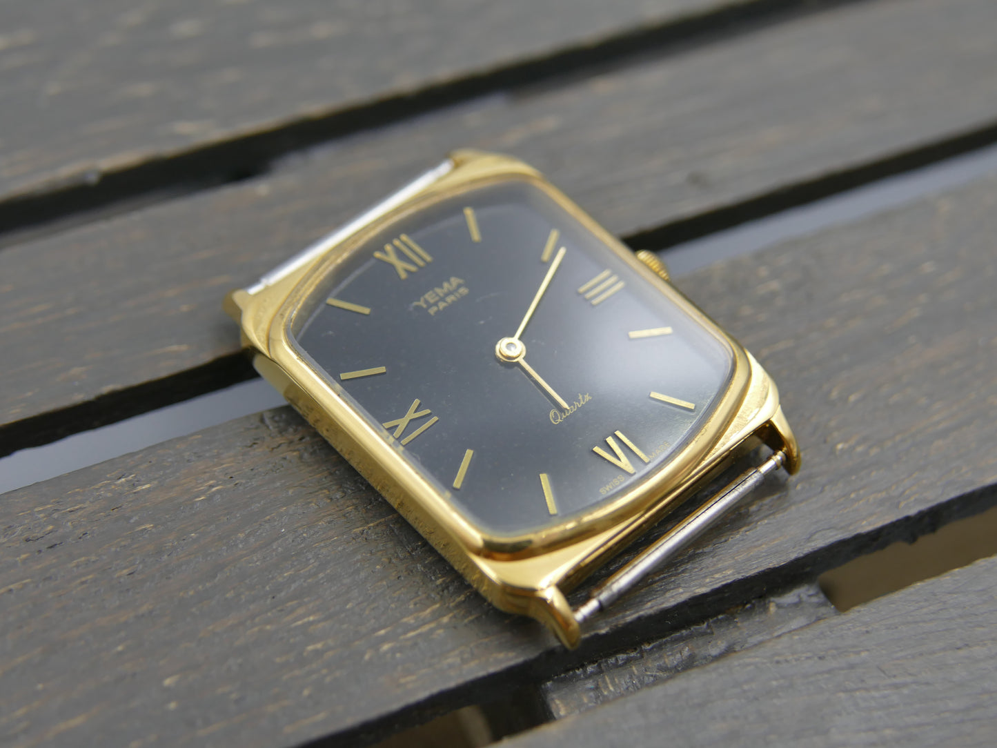 80s vintage watch mens YEMA quartz ref 1700 3 tank flat