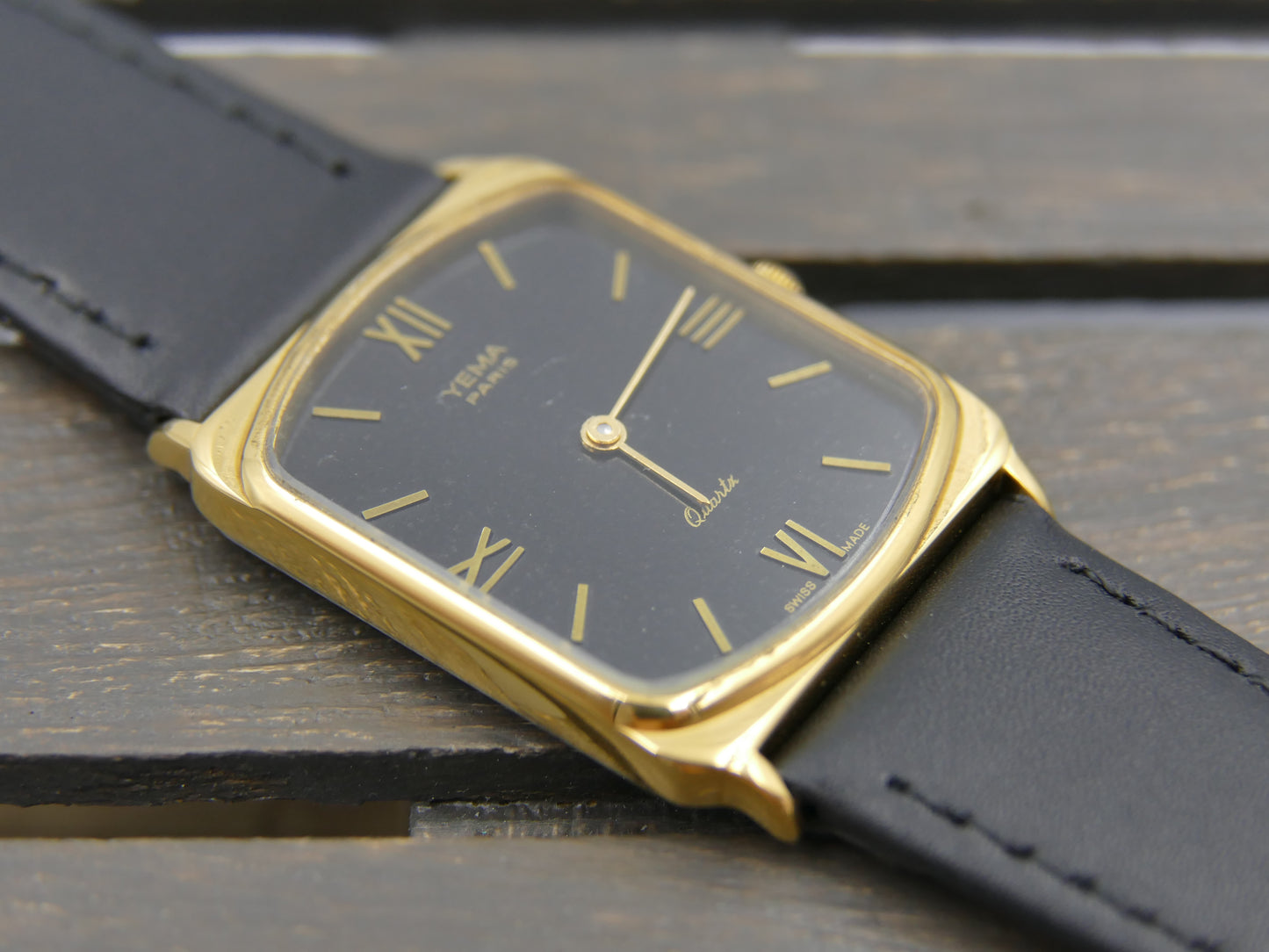 80s vintage watch mens YEMA quartz ref 1700 3 tank flat