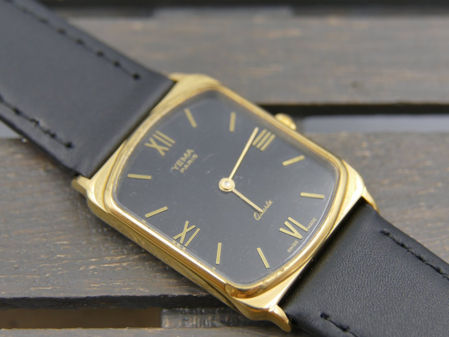 80s vintage watch mens YEMA quartz ref 1700 3 tank flat
