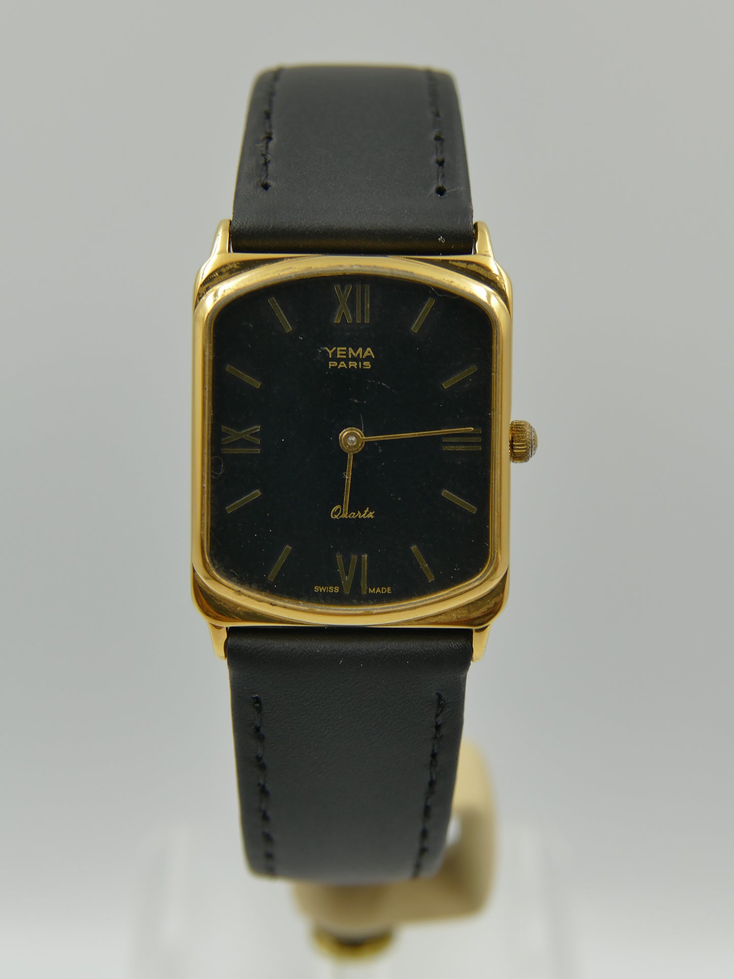 80s vintage watch mens YEMA quartz ref 1700 3 tank flat