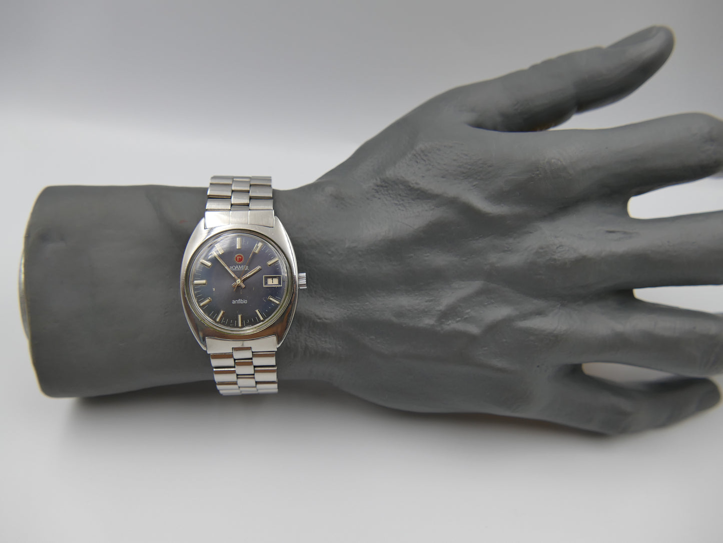 Vintage watch mens Roamer anfibio 430-1120.012 manual wind serviced blue dial