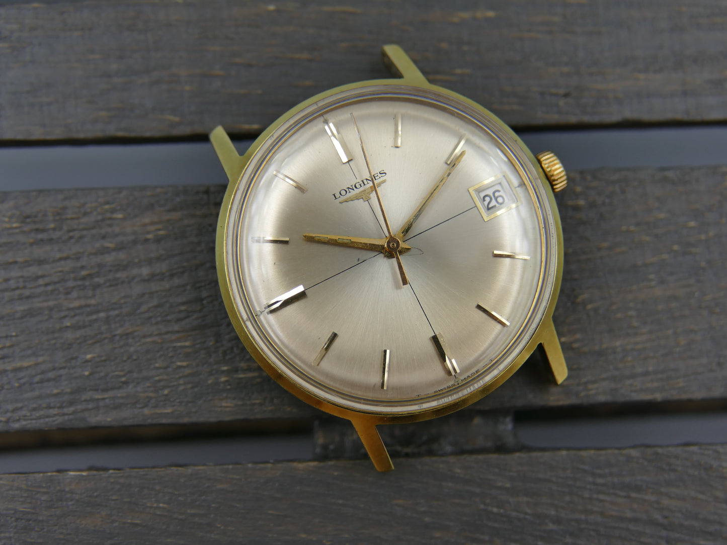 70’s vintage watch mens Longines cross dial ref. 7626 -3 hand wind 701