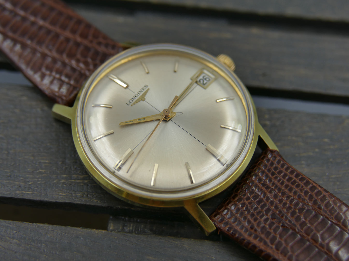 70’s vintage watch mens Longines cross dial ref. 7626 -3 hand wind 701