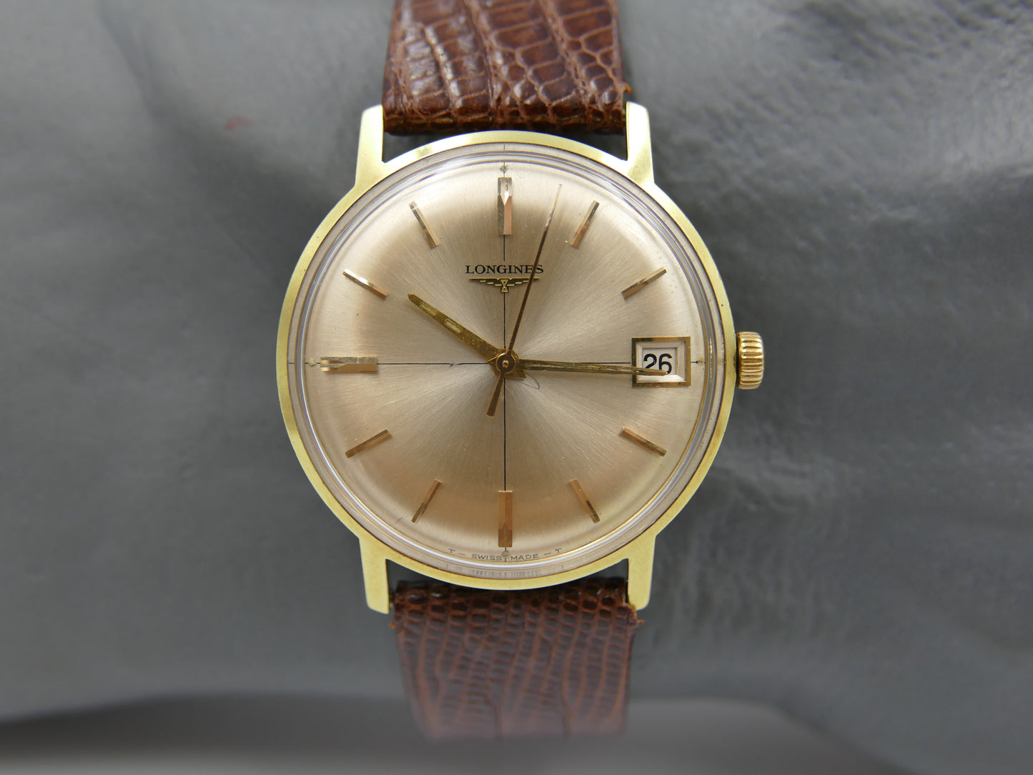 70’s vintage watch mens Longines cross dial ref. 7626 -3 hand wind 701