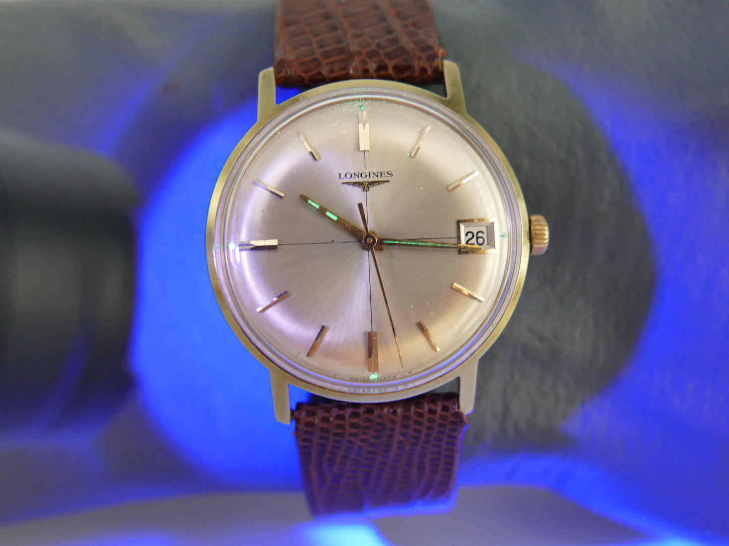 70’s vintage watch mens Longines cross dial ref. 7626 -3 hand wind 701