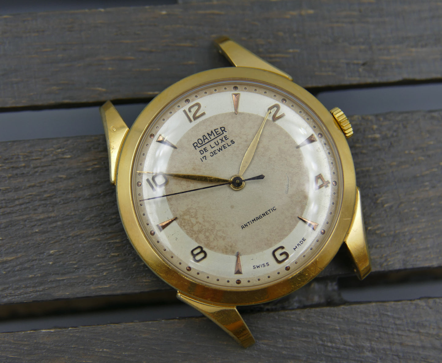 50s vintage watch mens Roamer De Luxe two tone ST 372 rare
