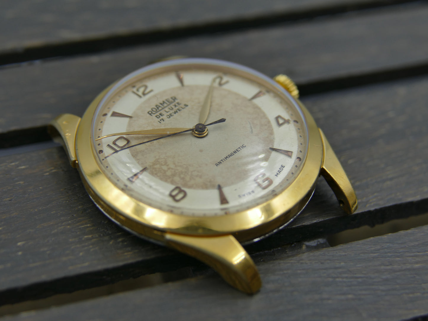 50s vintage watch mens Roamer De Luxe two tone ST 372 rare