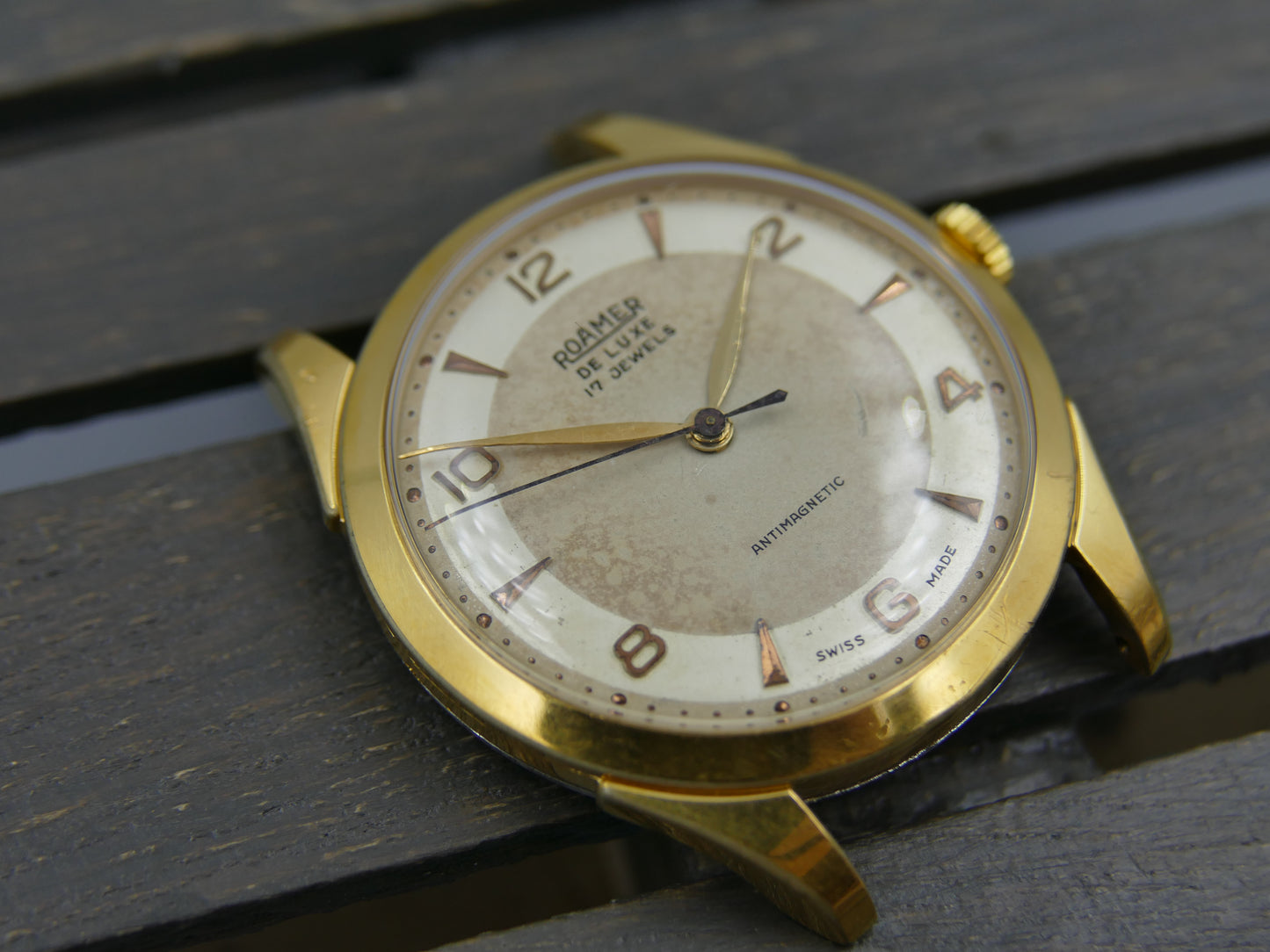 50s vintage watch mens Roamer De Luxe two tone ST 372 rare