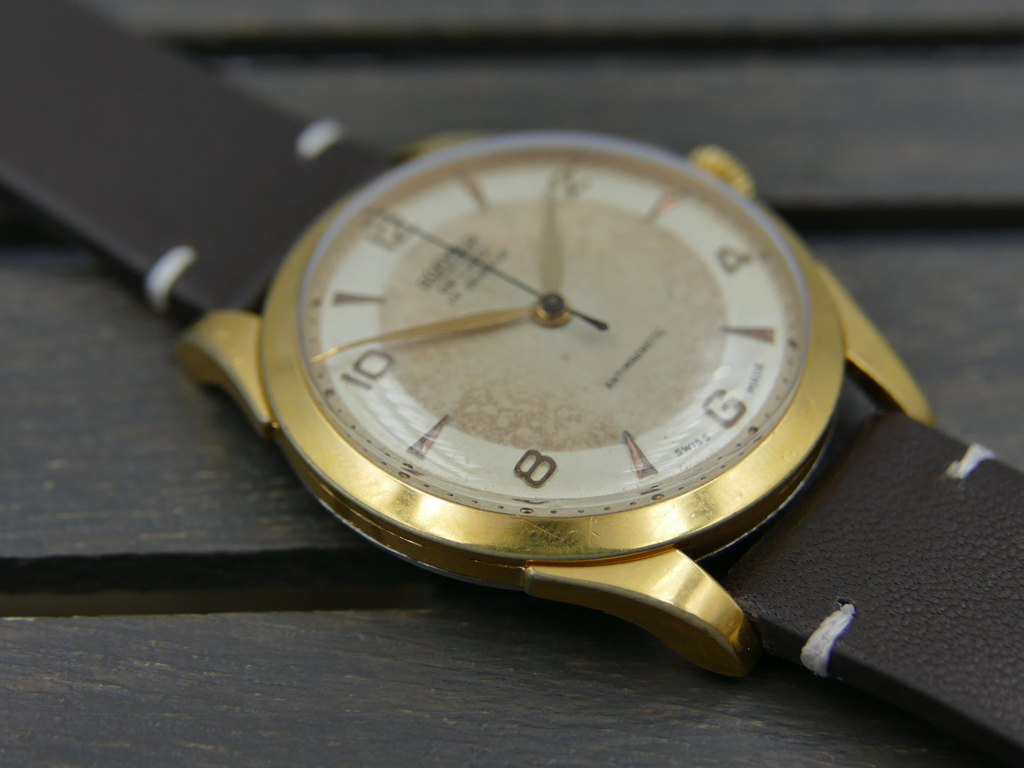 50s vintage watch mens Roamer De Luxe two tone ST 372 rare