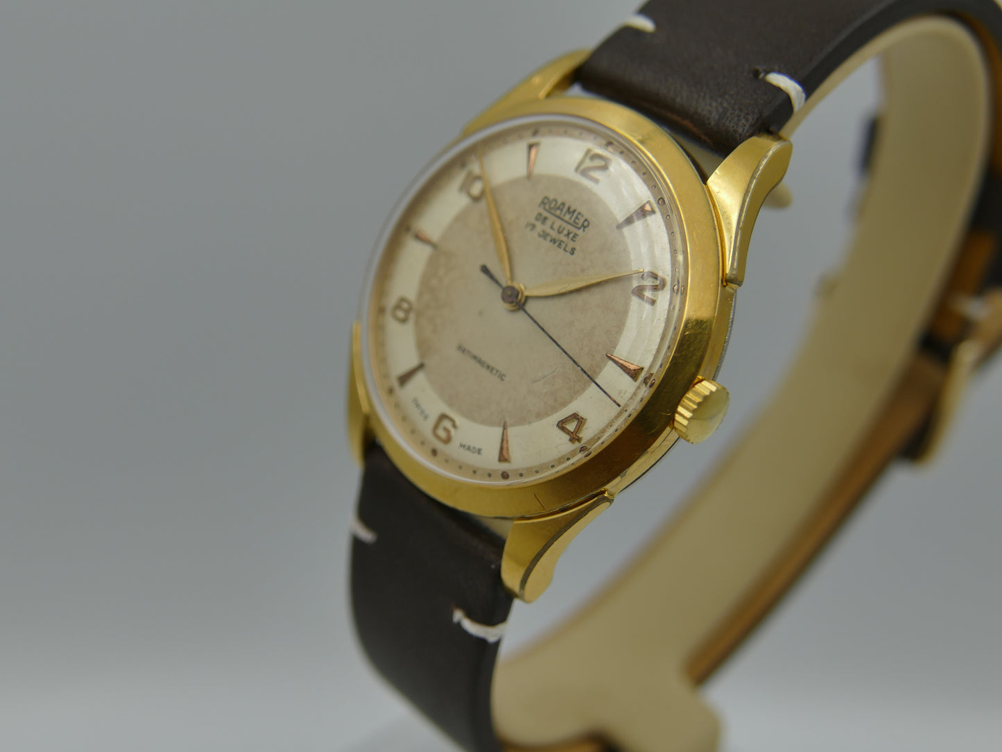 50s vintage watch mens Roamer De Luxe two tone ST 372 rare