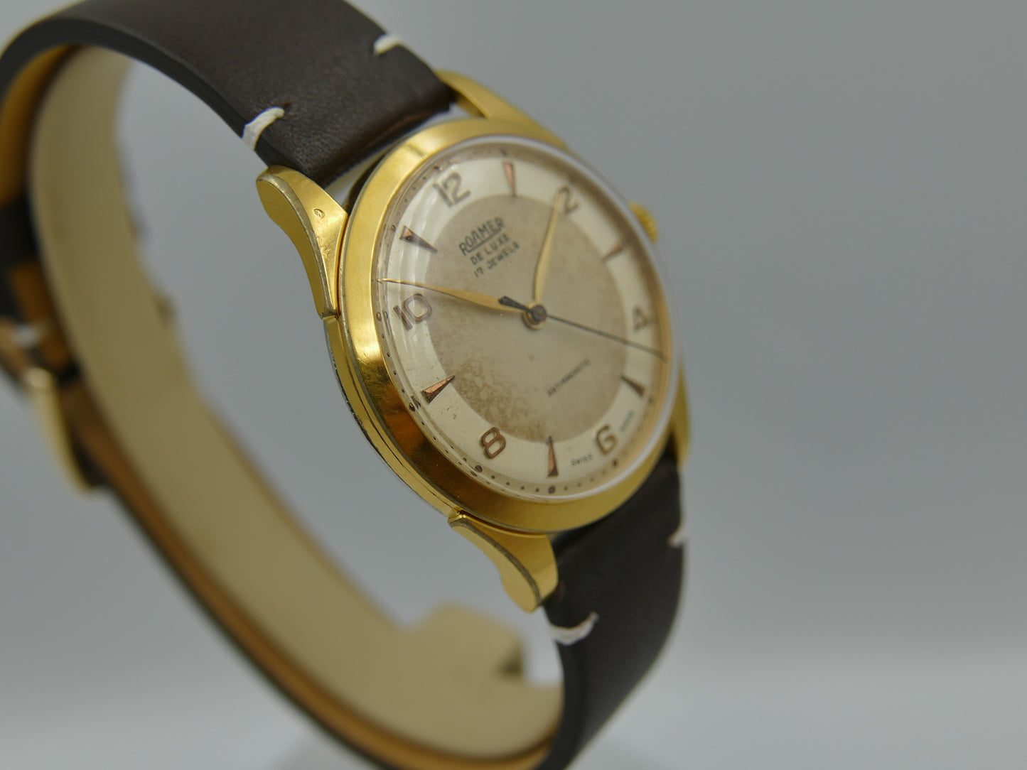 50s vintage watch mens Roamer De Luxe two tone ST 372 rare