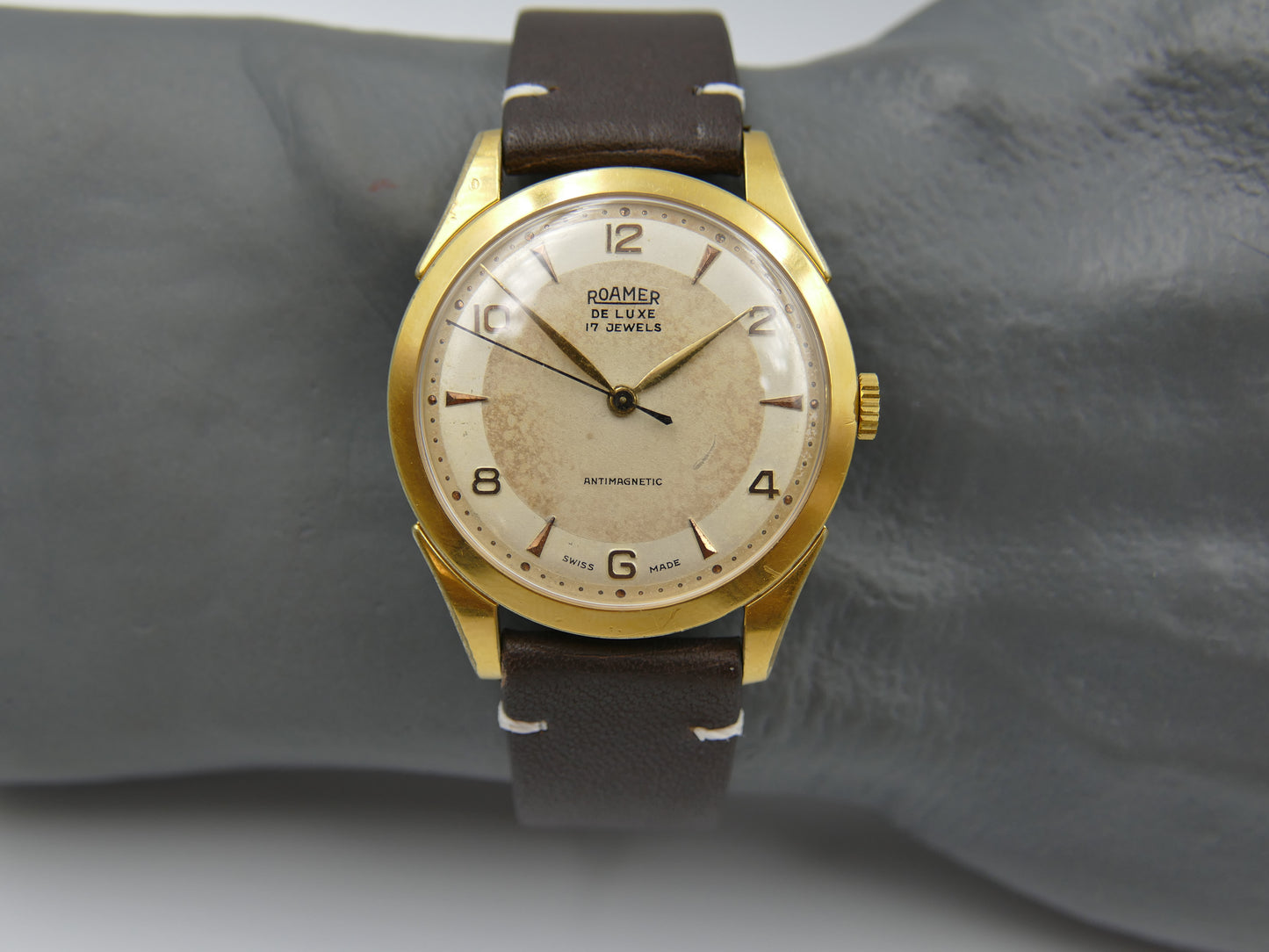 50s vintage watch mens Roamer De Luxe two tone ST 372 rare