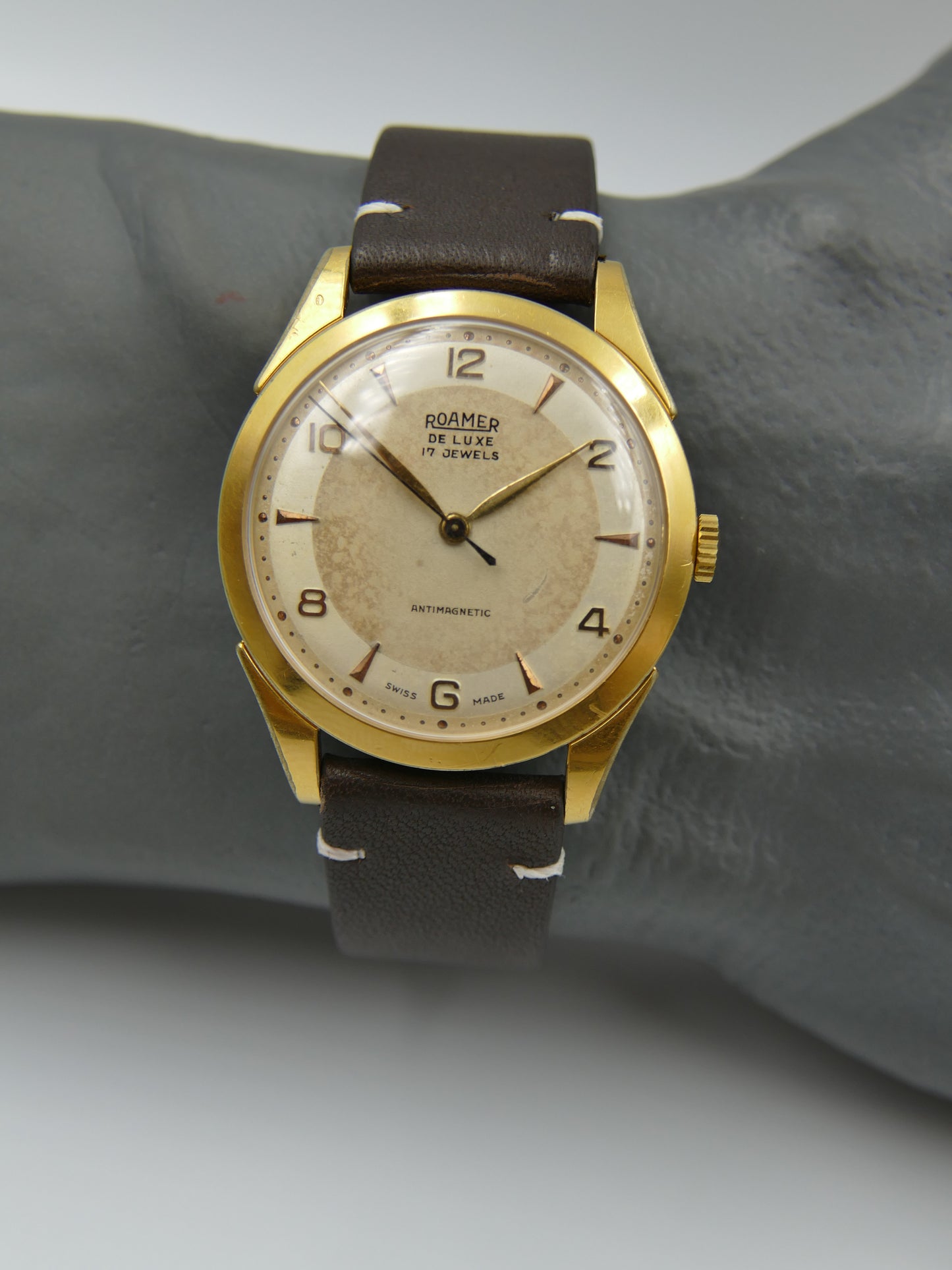 50s vintage watch mens Roamer De Luxe two tone ST 372 rare